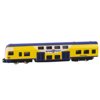 Model kolekcjonerski pociąg żółto-niebieski 1:48 metalowy