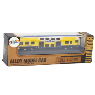 Model kolekcjonerski pociąg żółto-niebieski 1:48 metalowy