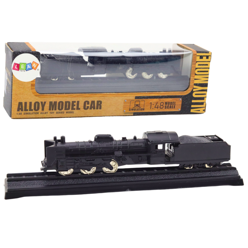 Kolekcjonerski model pociągu z wagonem i lokomotywą 1:48 metalowy czarny EAN: 5905991019664