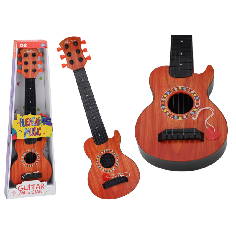 Gitara zabawkowa dla dzieci pomarańczowa z kostką do gry - EAN: 5905991012900