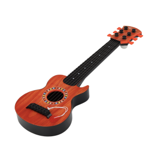 Gitara zabawkowa dla dzieci kostka do gry drewno pomarańczowa