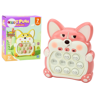 Gra zręcznościowa konsola pop-it lisek 7 trybów gry różowy sensoryczna
