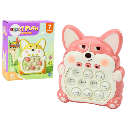 Gra zręcznościowa konsola pop-it lisek 7 trybów gry różowy sensoryczna