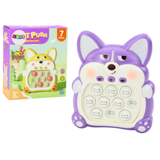 Gra zręcznościowa konsola pop-it lisek 7 trybów gry fioletowy sensoryczna