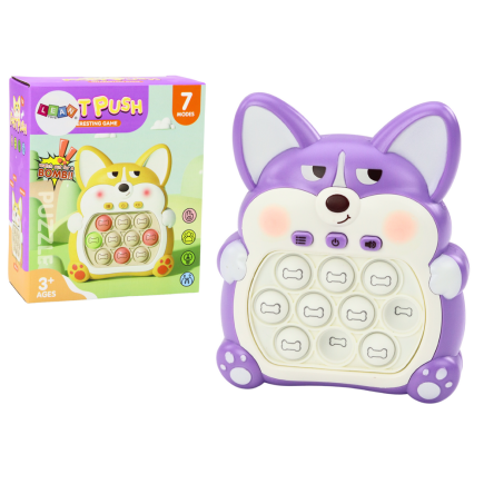 Gra zręcznościowa konsola pop-it lisek 7 trybów gry fioletowy sensoryczna