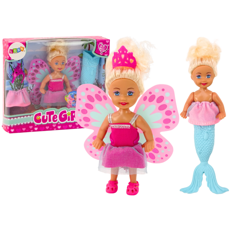 Mini laleczka 2w1 syrenka wróżka ogon skrzydła Mini laleczka 2w1 syrenka wróżka ogon skrzydła