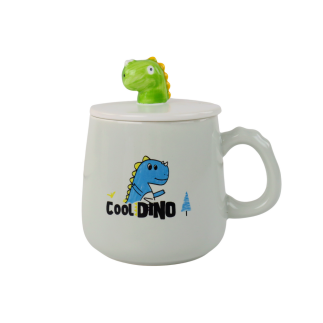 Kubek ceramiczny dinozaur niebieski z przykrywką i łyżeczką 350ml EAN: 5905884452912