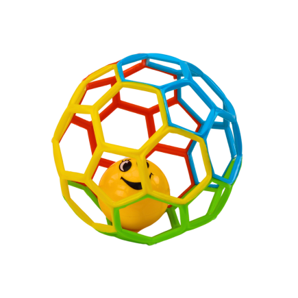Gumowa piłka z grzechotką dzwoneczkiem dla niemowlaka kolorowa