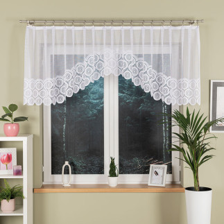 Malwina firanka żakardowa odpasowana, szerokość 310 x  wysokość 80cm, kolor 001 biały
