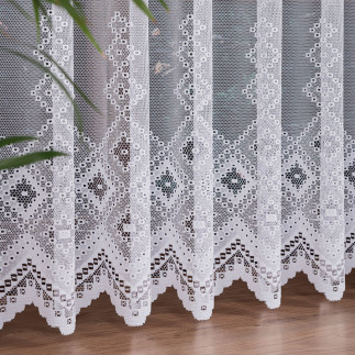 Firanka żakardowa ze wzorem po całości, wysokość 250cm, kolor 001 biały