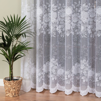 Firanka żakardowa ze wzorem po całości, wysokość 250cm, kolor 001 biały