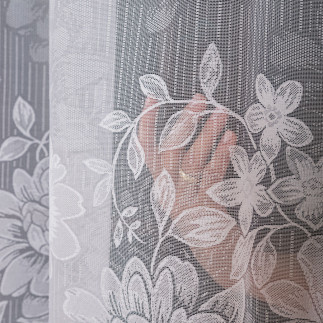 Firanka żakardowa ze wzorem po całości, wysokość 250cm, kolor 001 biały