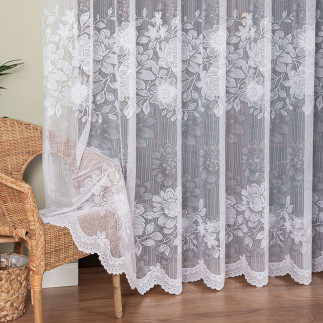 Firanka żakardowa ze wzorem po całości, wysokość 250cm, kolor 001 biały