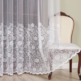 Firanka żakardowa ze wzorem na samym dole, wysokość 250cm, kolor 001 biały