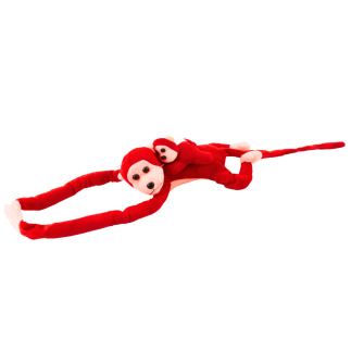Pluszowa małpka z dzieckiem czerwona 70 cm - EAN: 5905884451458