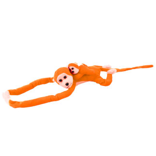 Maskotka pluszowa małpka z dzieckiem pomarańczowa z dźwiękiem 70 cm