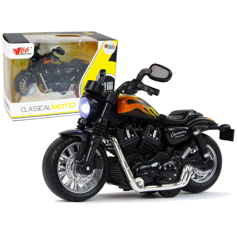 Motocykl Champion Czarny 1:14 Pull-Back z Dźwiękiem i Światłem - EAN: 5904665999981