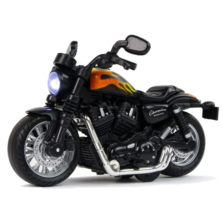 Motocykl Champion Czarny 1:14 Pull-Back z Dźwiękiem i Światłem - EAN: 5904665999981