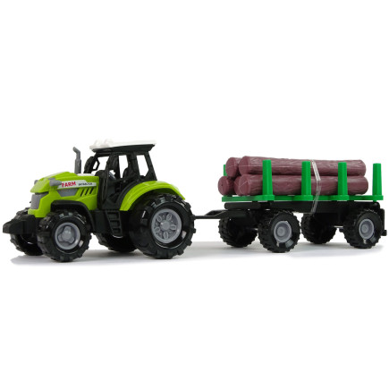 Zielony Traktor Przyczepa do Bala Drewna z Dźwiękiem - EAN: 5905214974114