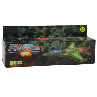 Myśliwiec militarny f35 jeżdżący światła dźwięki zielony