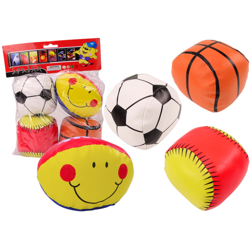 Miękkie Piłki Sportowe - Koszykówka, Rugby, Piłka Nożna, Baseball Zestaw 4el. - EAN: 5905991020370