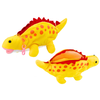 Pluszowy dinozaur piórnik schowek zawieszka żółty