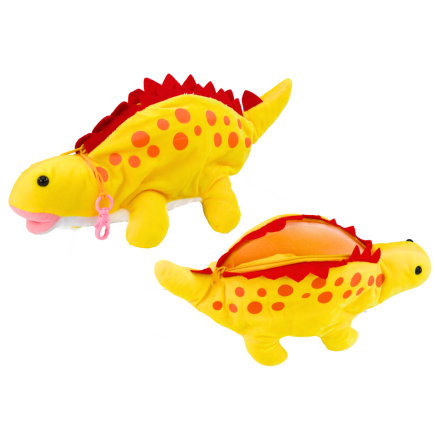 Pluszowy dinozaur piórnik schowek zawieszka żółty