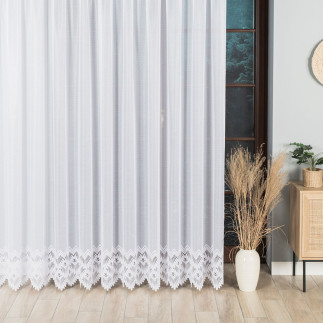 Firanka żakardowa ze wzorem na samym dole, wysokość 250cm, kolor 001 biały