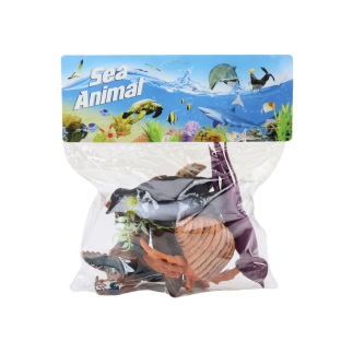 Zestaw figurek zwierząt morskich roślinki 8 el