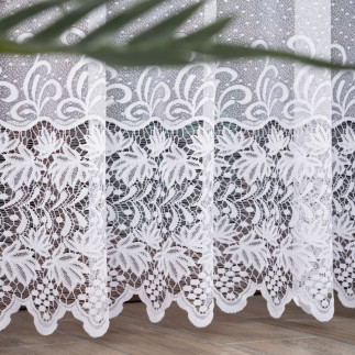 Firanka żakardowa ze wzorem pasowym, wysokość 250cm, kolor 001 biały
