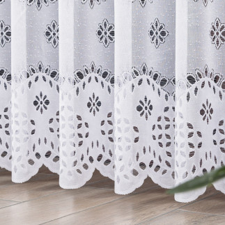 Firanka żakardowa ze wzorem pasowym, wysokość 250cm, kolor 001 biały
