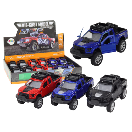 Resorak aluminiowy autko terenowe napęd czerwony niebieski czarny