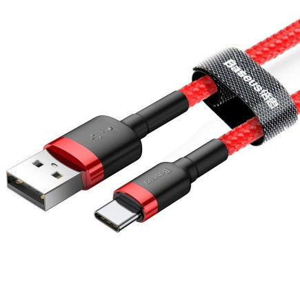 Kabel baseus cafule catklf-c09 (usb 2.0 - usb typu c   2m  kolor czarno-czerwony)