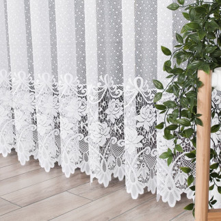 Firanka żakardowa ze wzorem pasowym, wysokość 230cm, kolor 001 biały