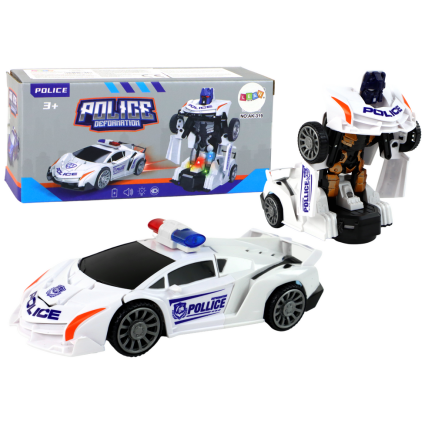 Samochód-robot policja biały 2w1 transformacja