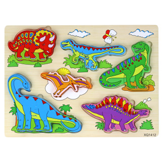 Drewniane puzzle 3d dla dzieci gra logiczna układanka dinozaury 11 el.