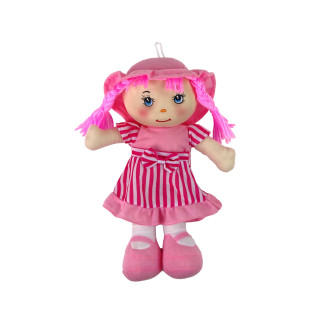 Lalka szmacianka przytulanka różowa w paski 28 cm