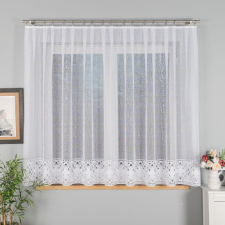 Firanka żakardowa odpasowana na prosto, szerokość 300cm x wysokość 160cm, kolor 001 biały