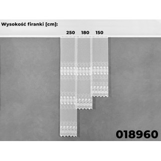 Firanka żakardowa ze wzorem pasowym, wysokość 200cm, kolor 001 biały