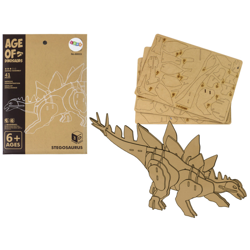 Drewniane puzzle 3D Stegozaur składanka edukacyjna 41 elementów EAN: 5905884450024
