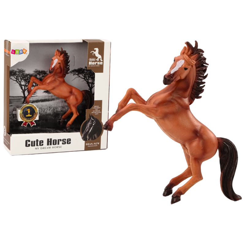 Figurka konia brązowego i szarego, stojący w stajni - cute horse EAN: 5905991015482