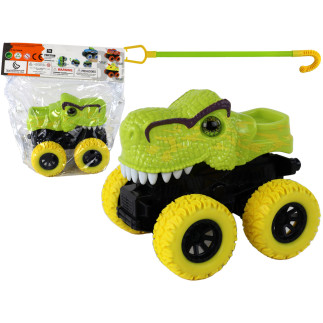 Pojazd terenowy pchacz  tyranozaur rex gumowe koła zielony