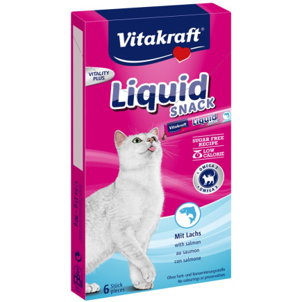 Vitakraft cat liquid snack - przysmak dla kota w płynie: łosoś, omega 3 6 szt.