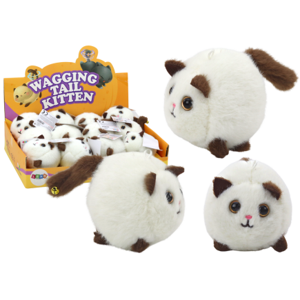 Pluszowy kotek naciągany skaczący maskotka biały