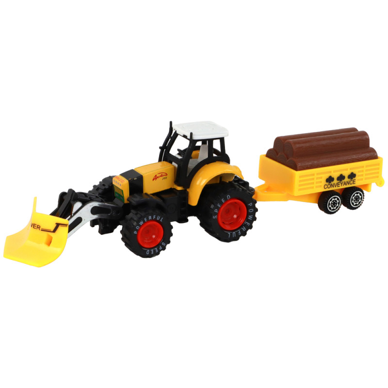 Traktor z przyczepą i koparką spychaczem żółto-zielono-czerwonym EAN: 5905515359696
