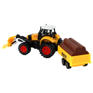 Traktor z przyczepą i koparką spychaczem żółto-zielono-czerwonym EAN: 5905515359696