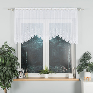 Klementyna firanka żakardowa gotowa, szerokość 200 x wysokość 80cm, kolor 001 biały