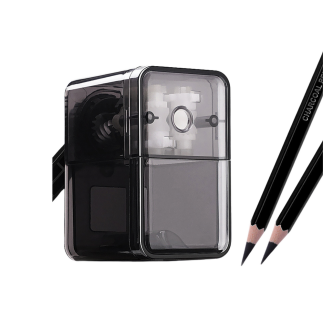 Temperówka strugaczka na korbkę z pojemnikiem czarna