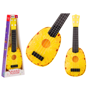 Ukulele dla dzieci mini gitara 4 struny motyw ananasa gitarka żółta 15″