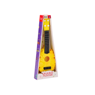 Ukulele dla dzieci mini gitara 4 struny motyw ananasa gitarka żółta 15″